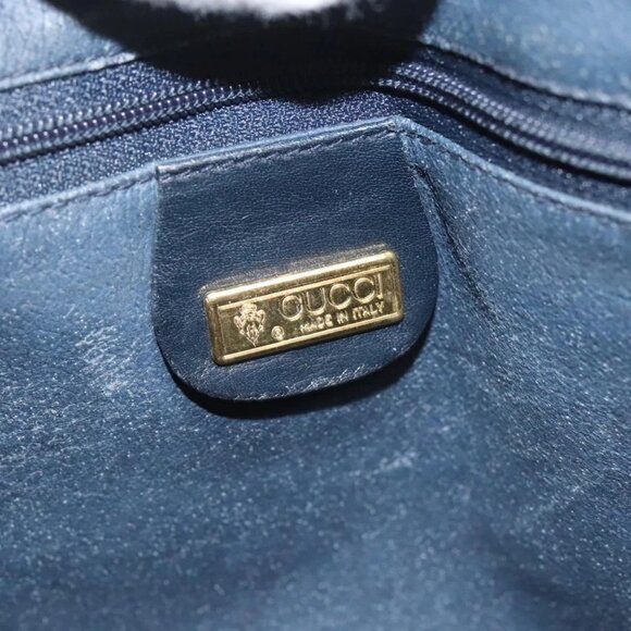 GUCCI Micro GG Supreme Shoulder Bag PVC Navy Gold - Picture 13 of 15